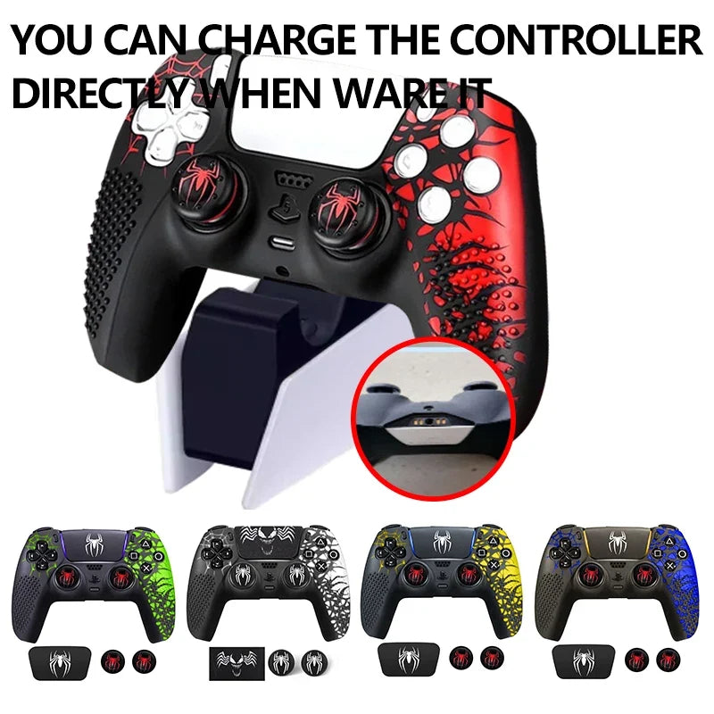 Silicone Skin Case for PS5 Controller, Spider-Man, Thumb Grips