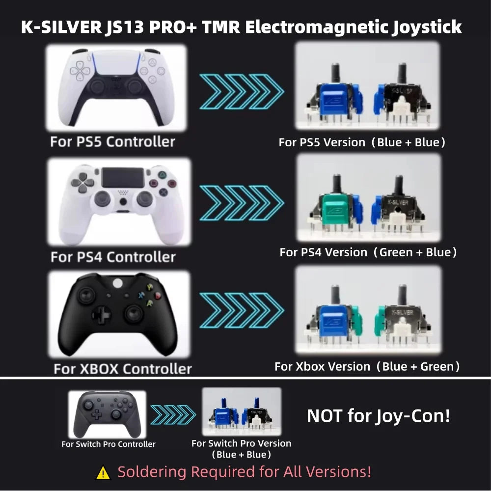 K-SILVER JS13 PRO+ TMR Hall Effect Joystick for PS5 PS4 Xbox