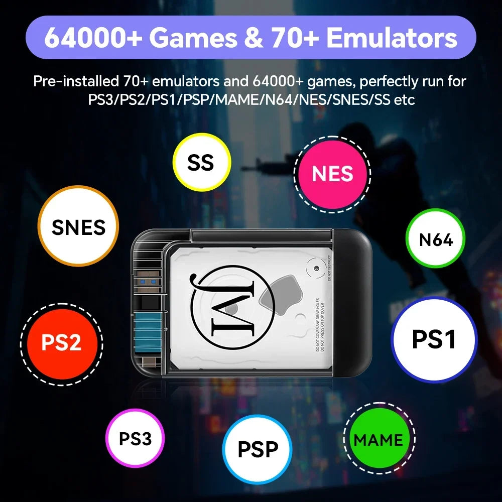 JMachen 500GB Retrobat HDD for PC, 64600+ Games, PS2/PS3 Emulators