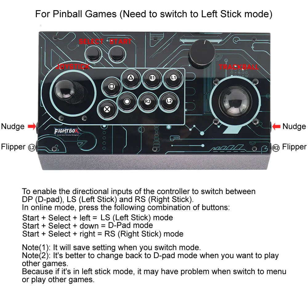 FightBox R10-PRO Arcade Joystick with Trackball & Spinner, PC/PS3