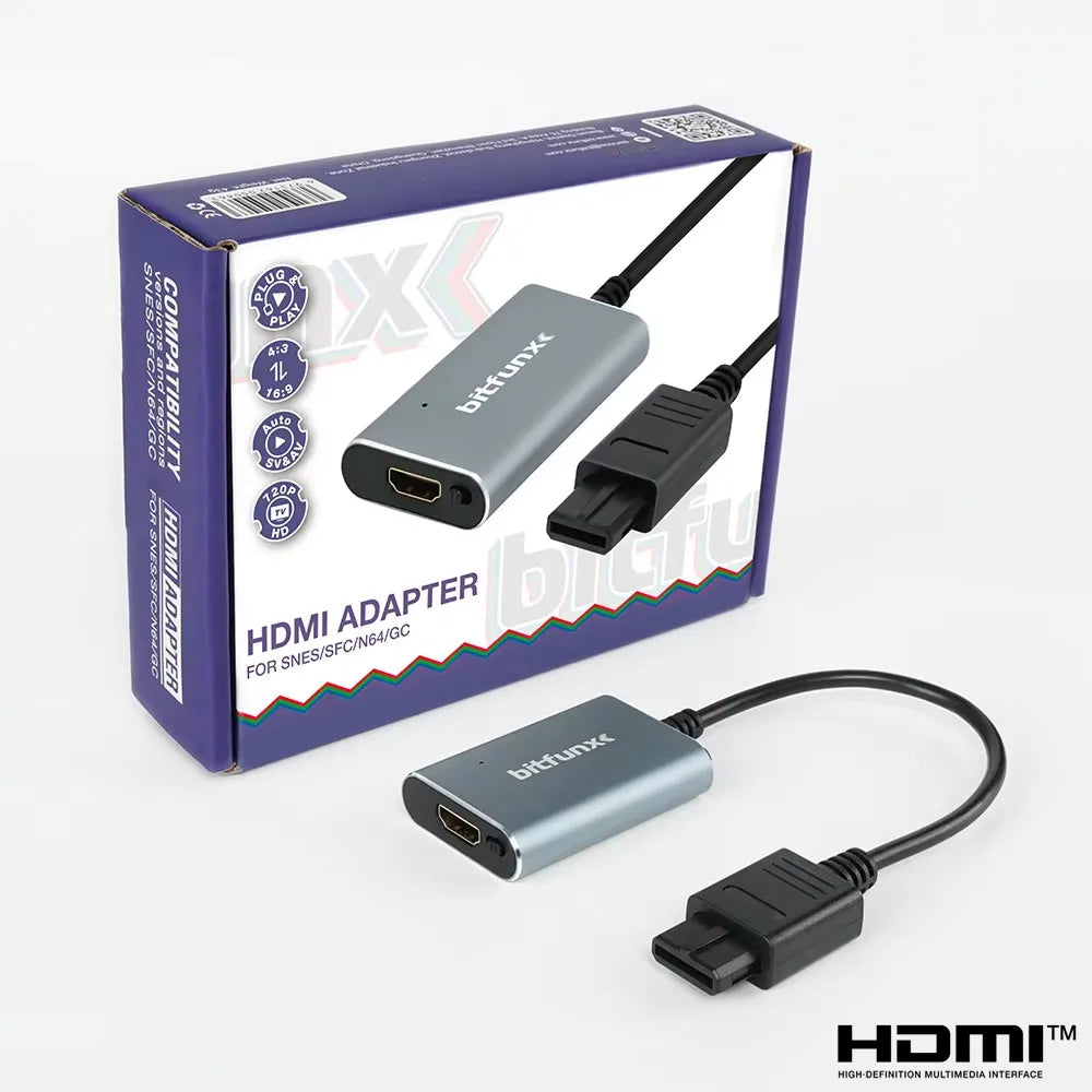 BitFunx SNES Adapter, S-Video and AV to HDMI, 720P