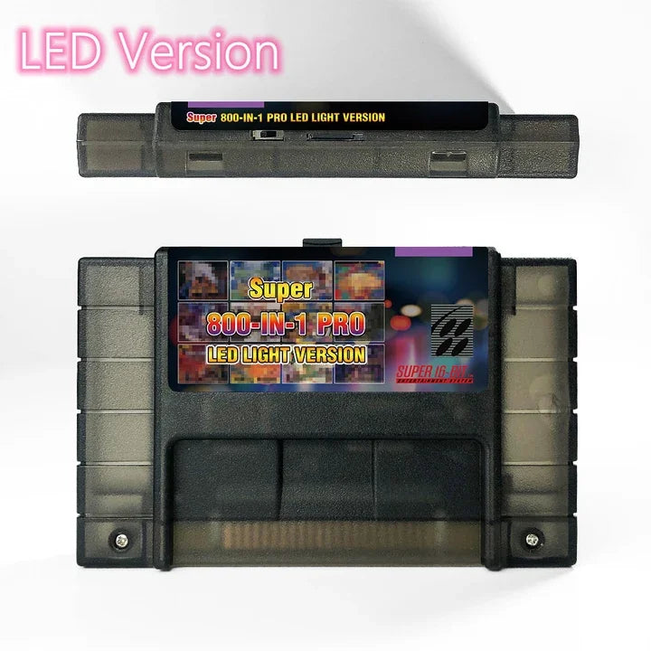 800 in 1 SNES Game Cartridge with LED Light, Region Free Shell