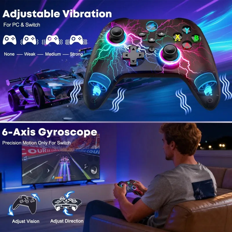 DinoFire Gamepad for Windows PC, Switch, Android & iOS with Stand