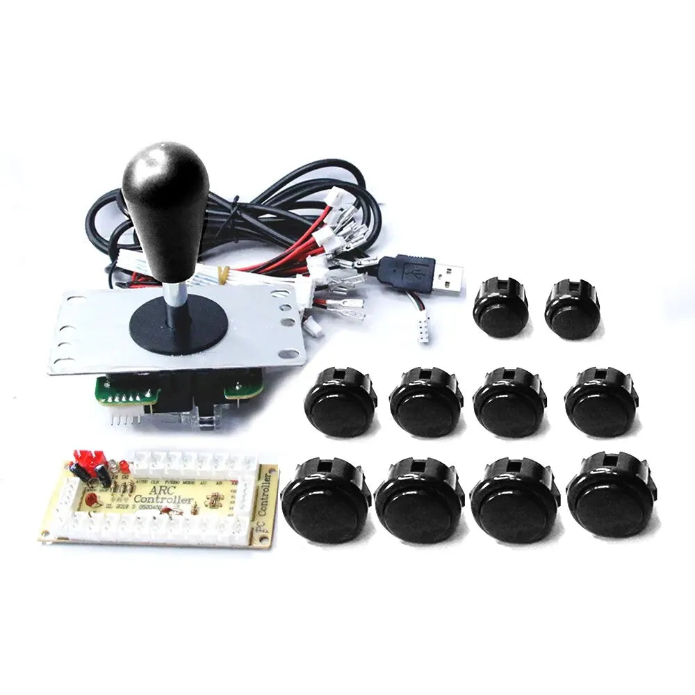 Arcade DIY Kit 8-Way Joystick Buttons USB Encoder, 1P/2P for PC