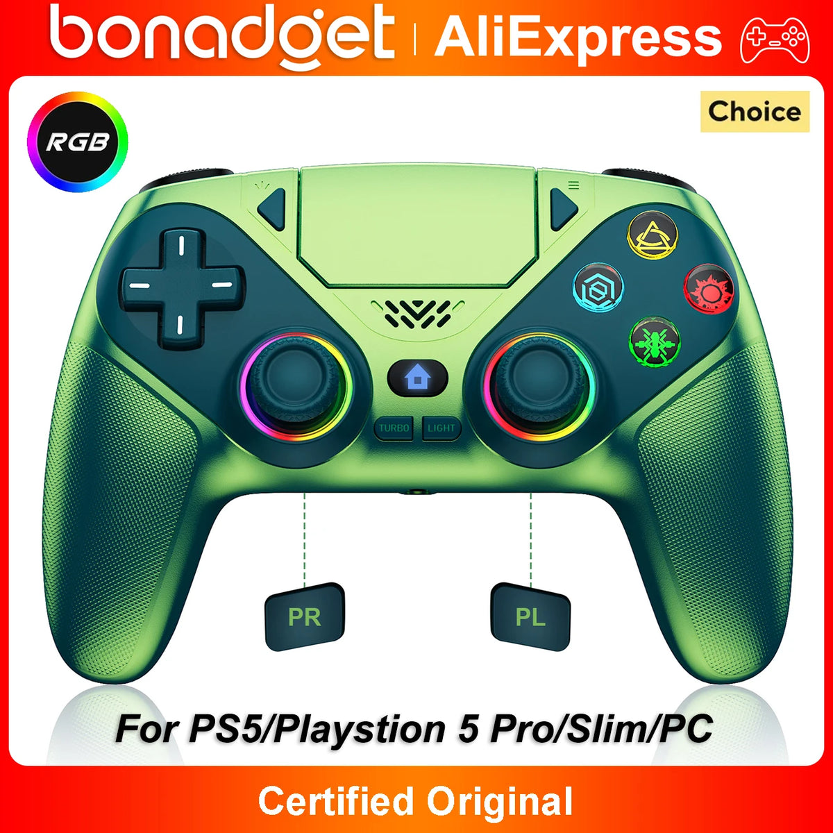 Wireless Controller for PS5 and PC with Hall Effect Sticks