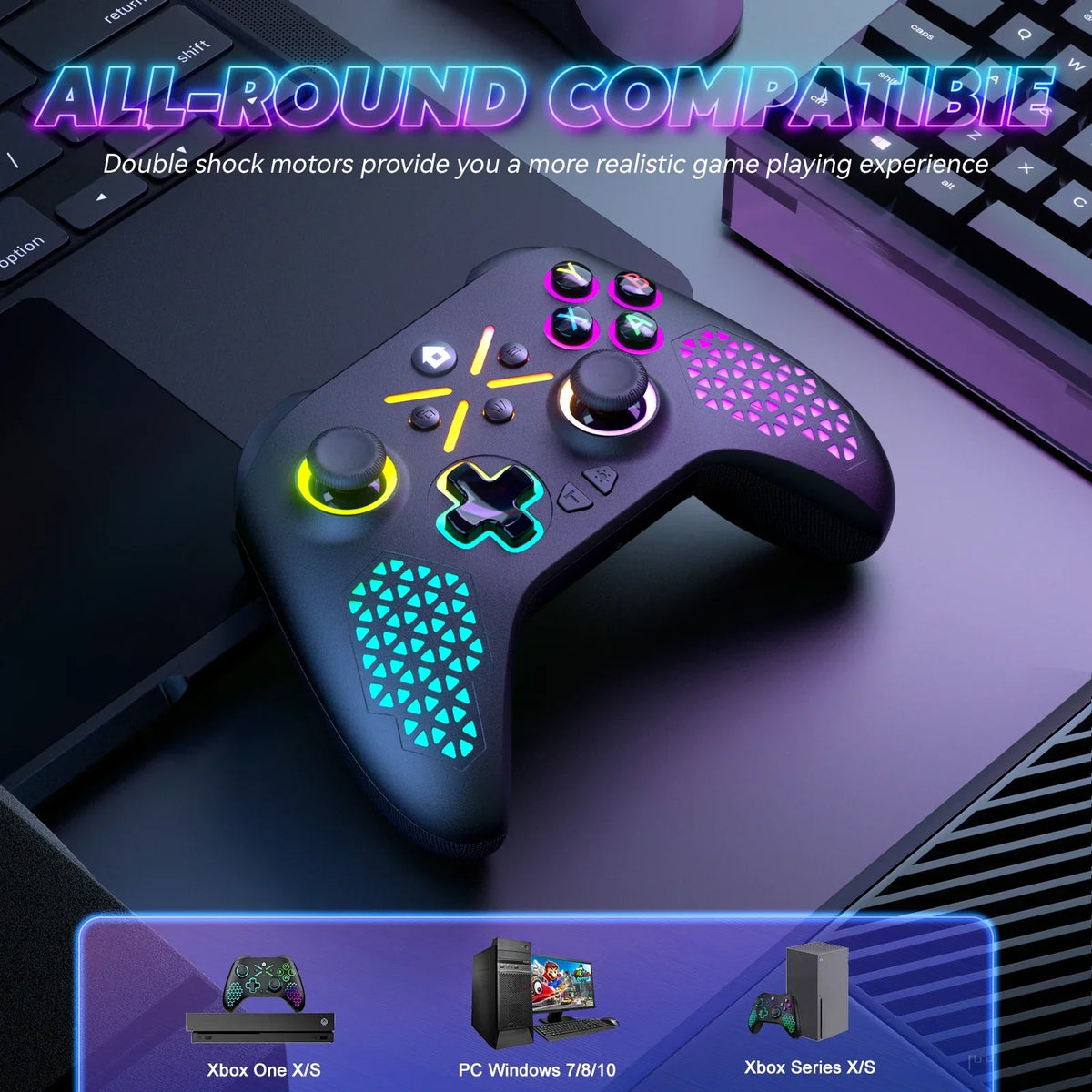 2.4G Wireless Gamepad for Xbox One, Series X/S & PC, RGB Hall