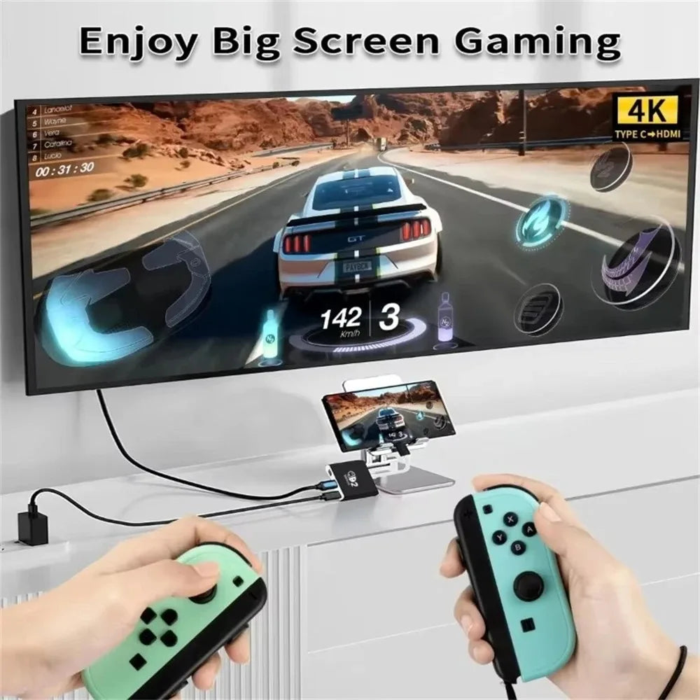 3 In 1 USB C HUB Type C to HDMI PD100W Charge Docking Station 4K 60Hz USB-C 3.0 for Switch 2/Switch/OLED MacBook Computer