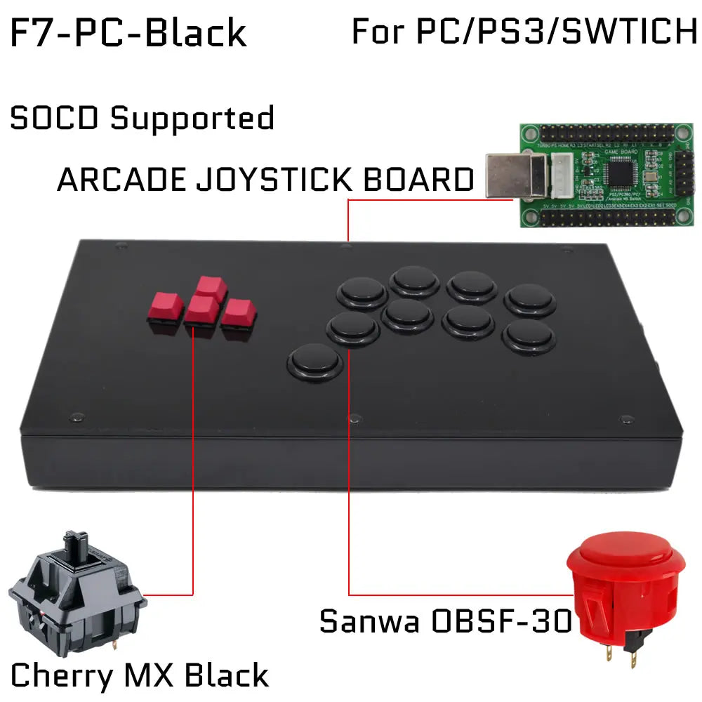 FightBox F1-F9 Sanwa Button Hitbox Arcade Fight Stick for PS4/PC