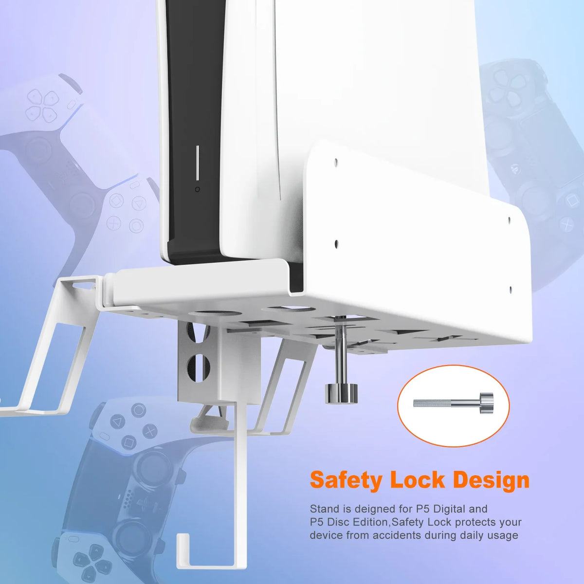 For PS5 Host Bracket Compatible PS5 Host Wall Mounted Bracket with Controller Charging Cable Set Game Accessories