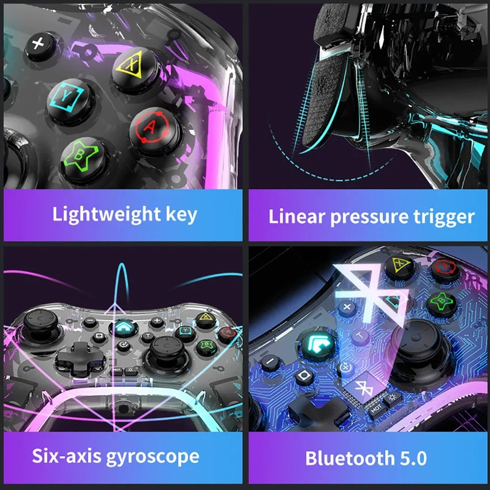 Wireless Controller for PS4 PS3 PC with RGB Lighting, Bluetooth