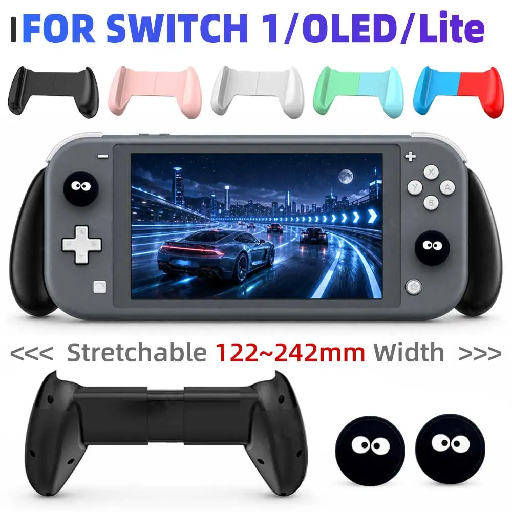 Stretchable Hand Grip For Switch 1/Oled/Lite Handheld Bracket Console Protective Case Stand Holder with 2 Thumbstick Grip Caps