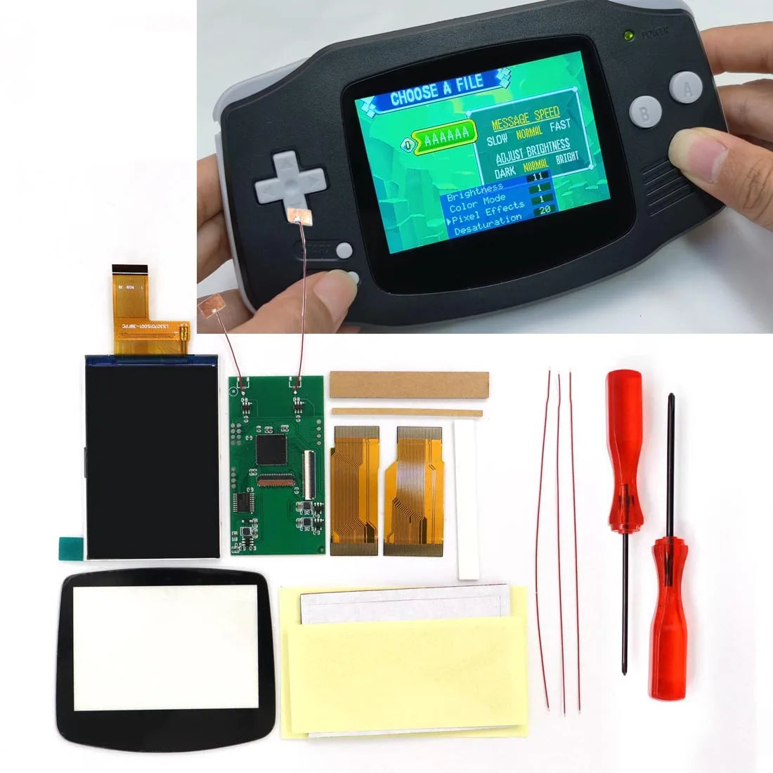 HISPEEDIDO 3.0'' Desaturation IPS LCD V5 Screen For GBA Cut-free Shell High Brightness Kit Support Pixel Menu For Gameboy Advanc
