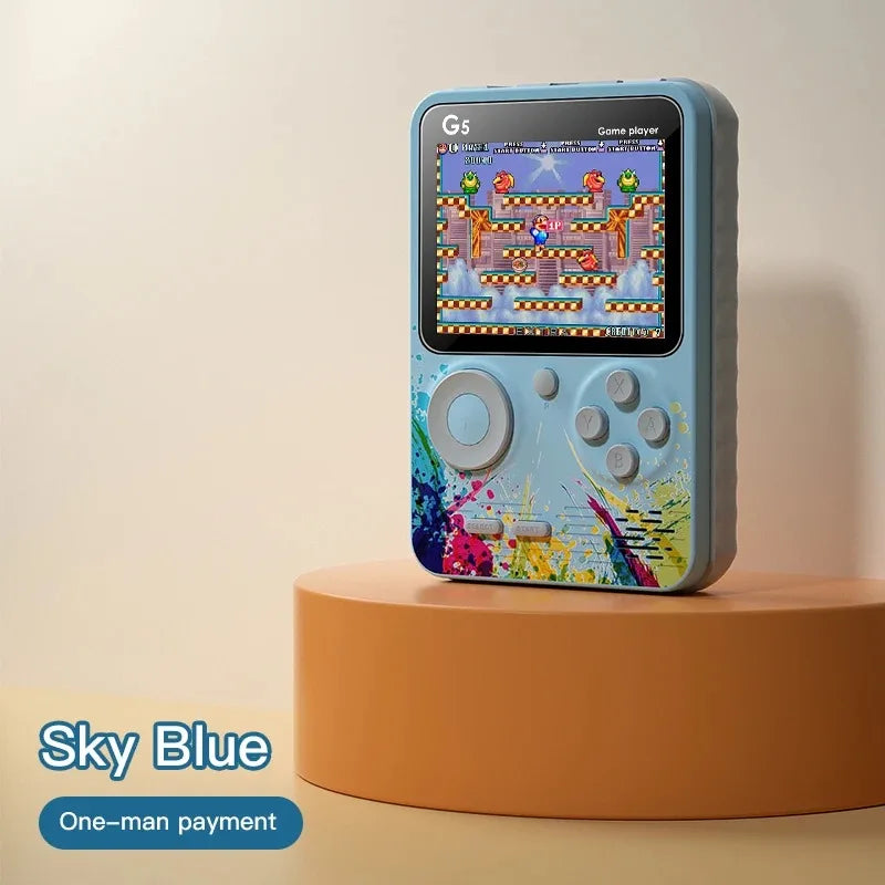 G5 Retro Handheld Game Console With 500 Classic Games 3.0Inch Screen Portable Gamepad Macaron Color 1020mAH Rechargeable Battery