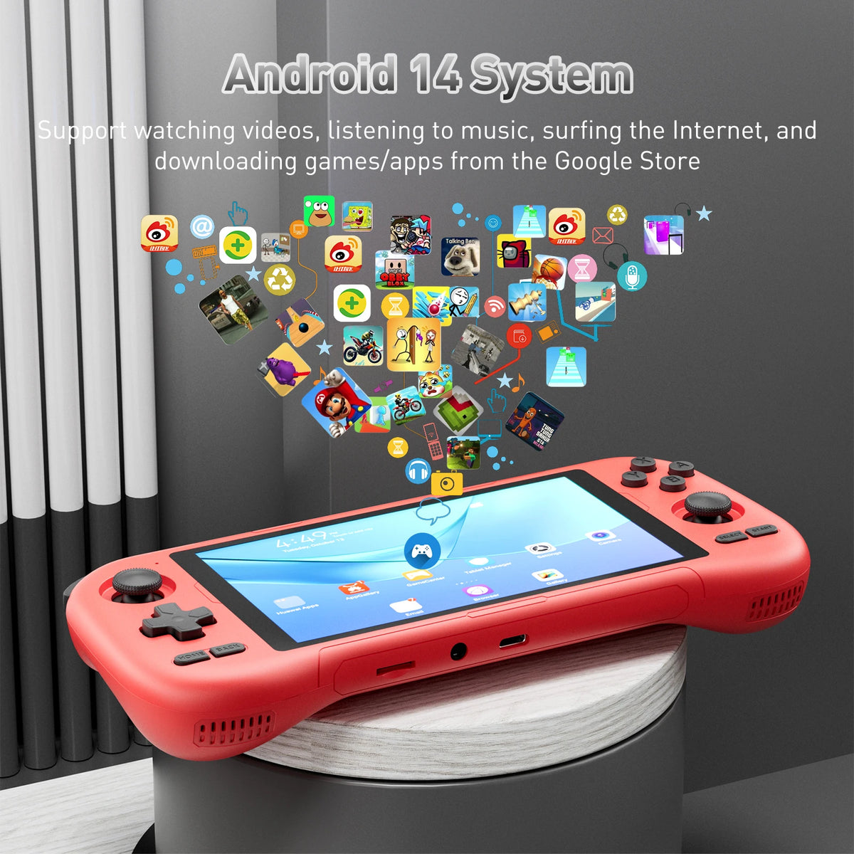 Handheld Game Console Android 14 System Portable Retro Video Game Player Built-in Massive Game Library 1080p IPS Touch Screen