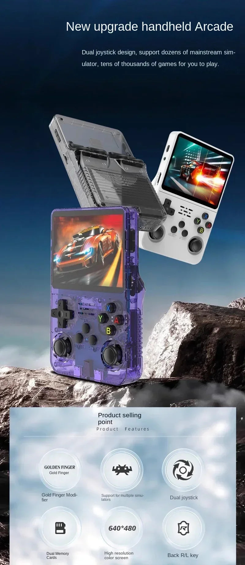 3.5 Inch IPS Screen Por   Pocket Video Player R35S 64GB Games Open Source R36S Retro Handheld Video Game Console Linux System