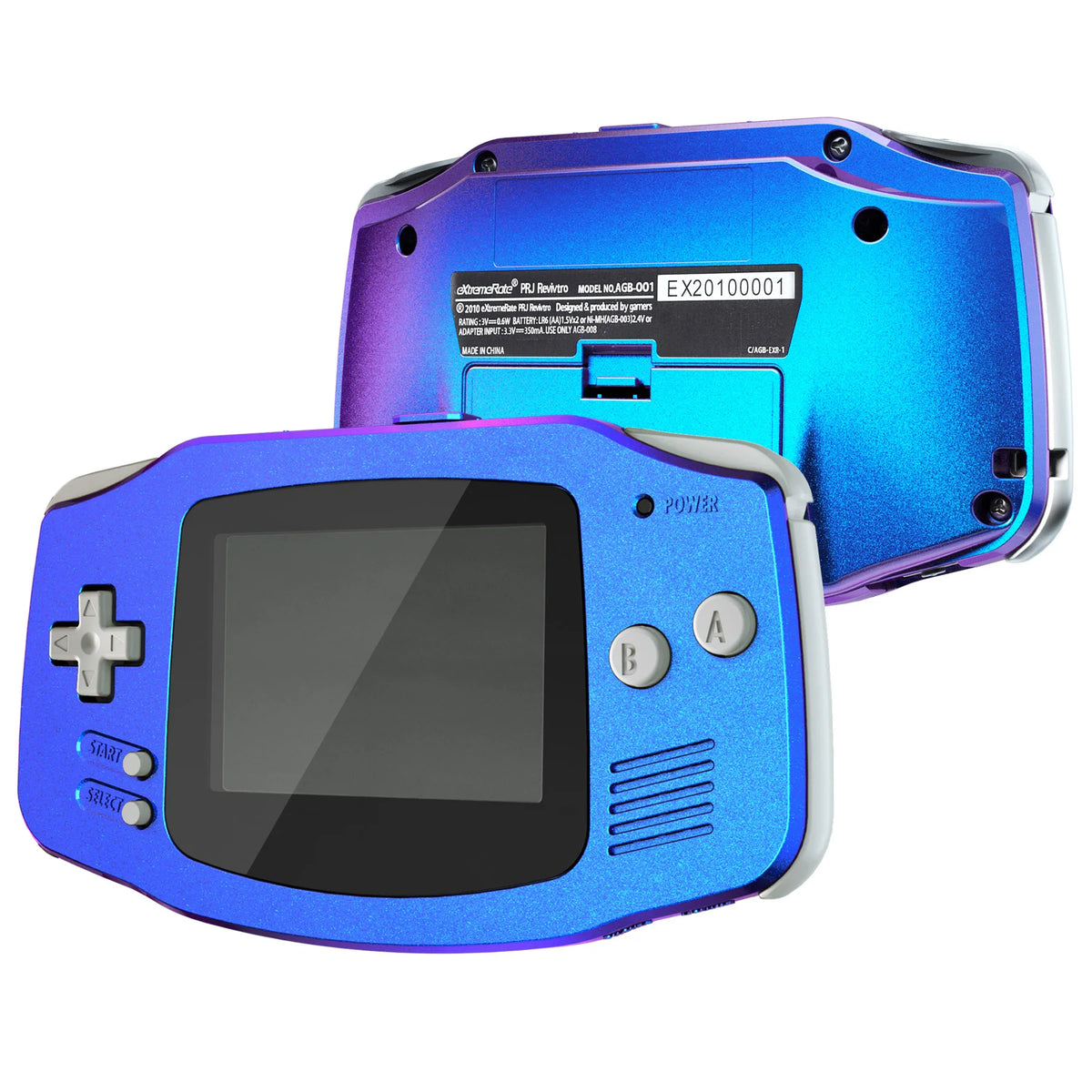 eXtremeRate IPS Ready GBA Shell - Chameleon Green Purple