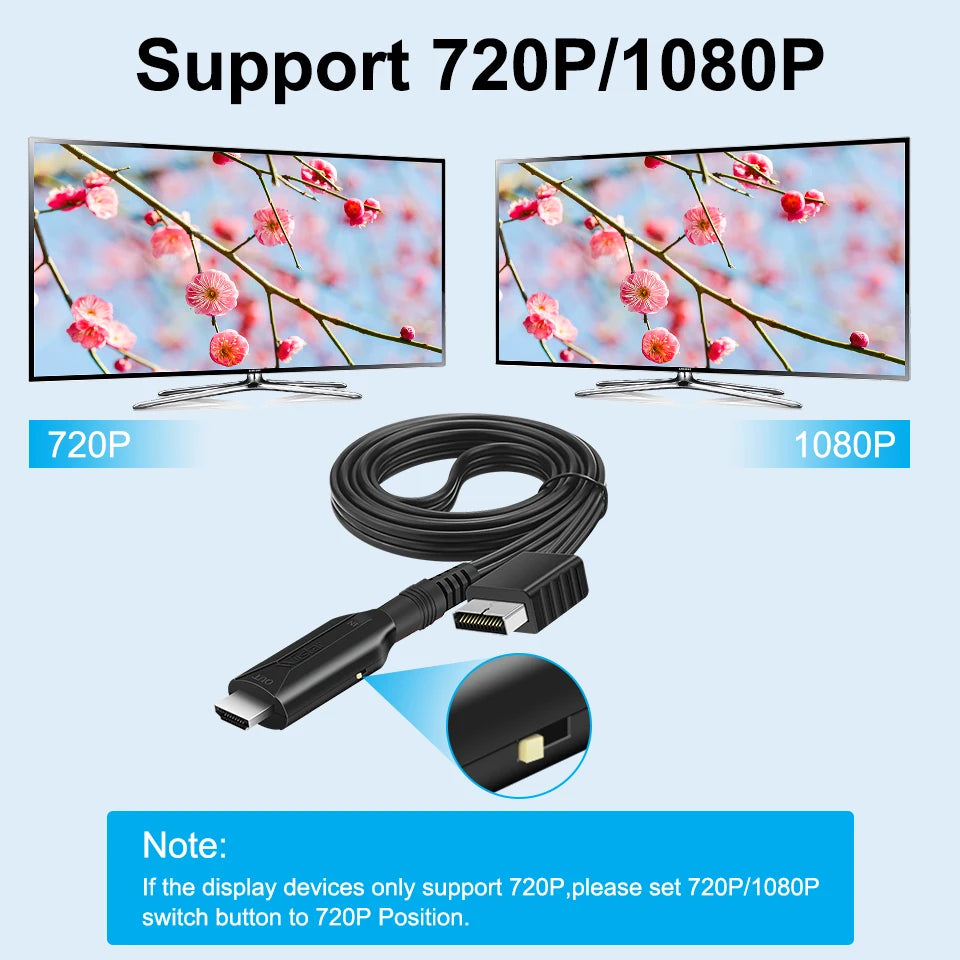 Portable PS1 PS2  to HDMI 480i/480p/576i Audio Video Converter Supports All PS2/PS1 Display Modes PS2 TO HDMI