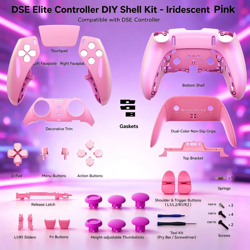 Suitable for PS5 Edge controller full-wrap shell, with buttons, touchpad cover, joystick cap, shoulder buttons, FN button, HOME