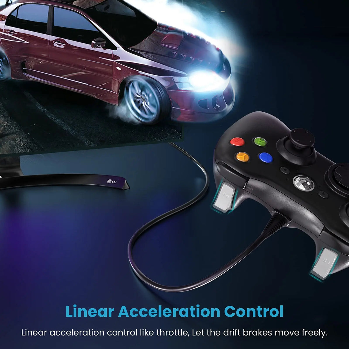 Bonacell Wired Controller for Xbox 360 & Slim, PC, Dual Vibration