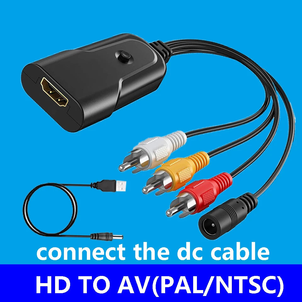 HDMI To RCA CVBS  AV HD Video Converter Box HD 2AV HD to RCA AV/CVSB L/R Video 1080P Mini Adapter Support NTSC PAL for PS3/PC/VC