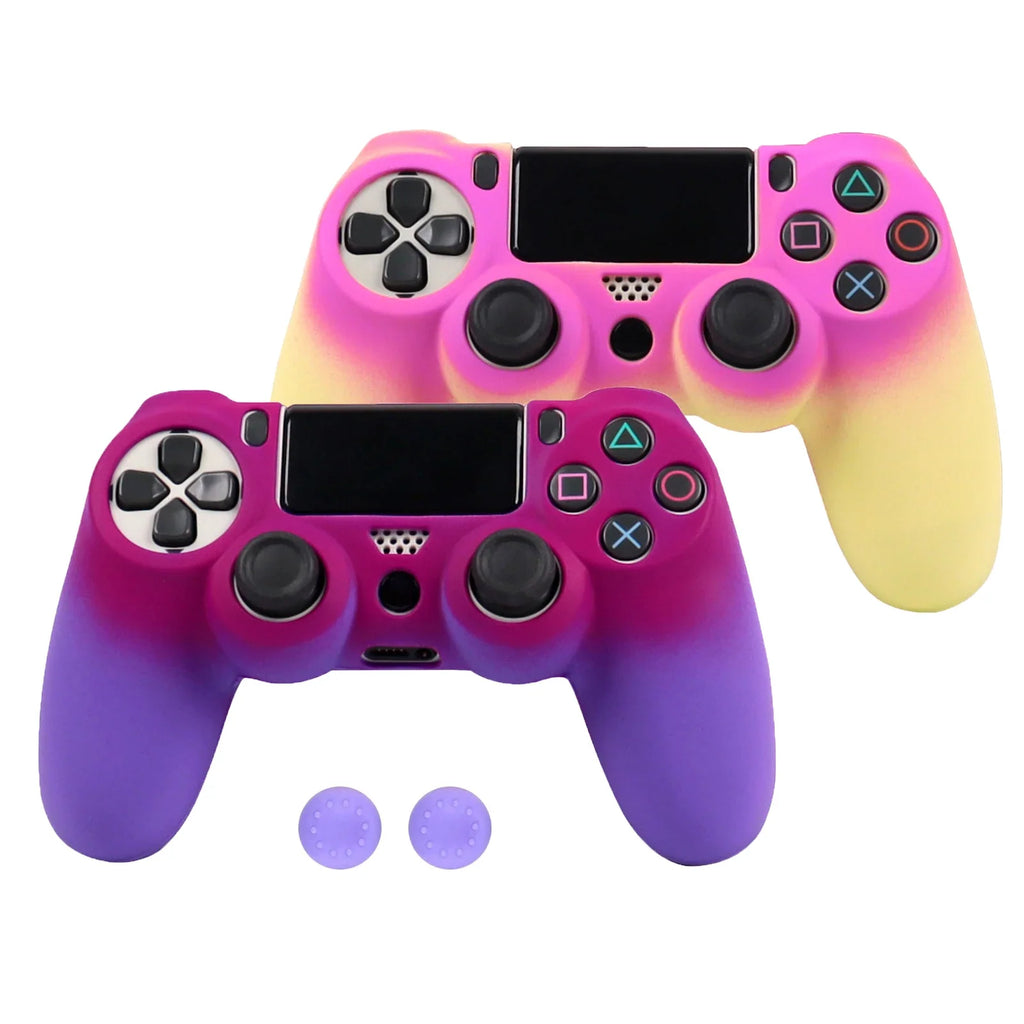 Gradient Silicone Cover for PS4 Controller with Grip Caps