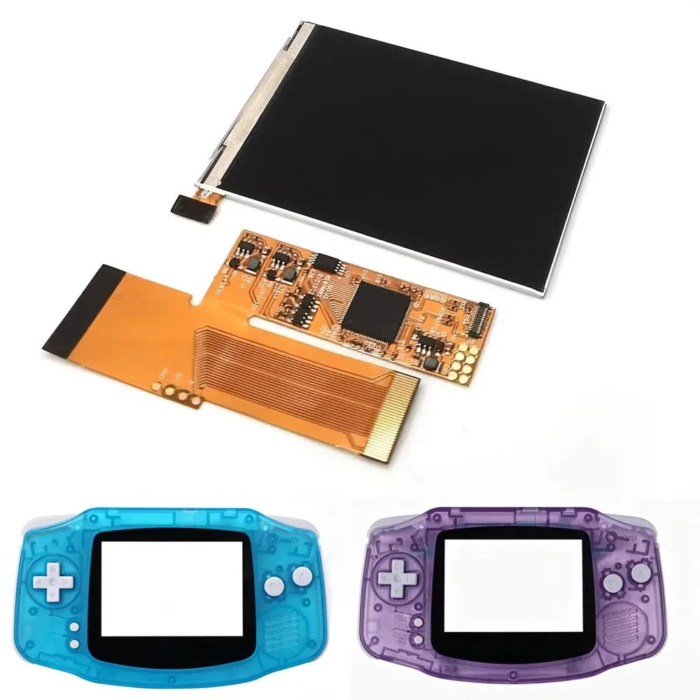HISPEEDIDO For GBA V2 IPS LCD Backlight Kits With Pre-cut Shell 10 Levels High Brightness Adjustment for Game Boy Advance Consol