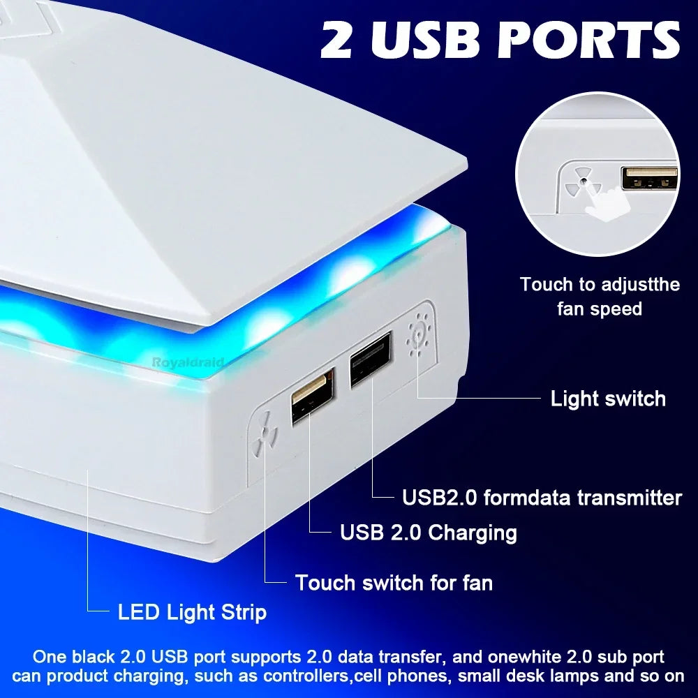 Top Cooling Fan for PS5 PRO Top Cooling System Game Cooler Stand Dust-proof Upper RGB Cooling Fan for PS5 PRO Gaming Console