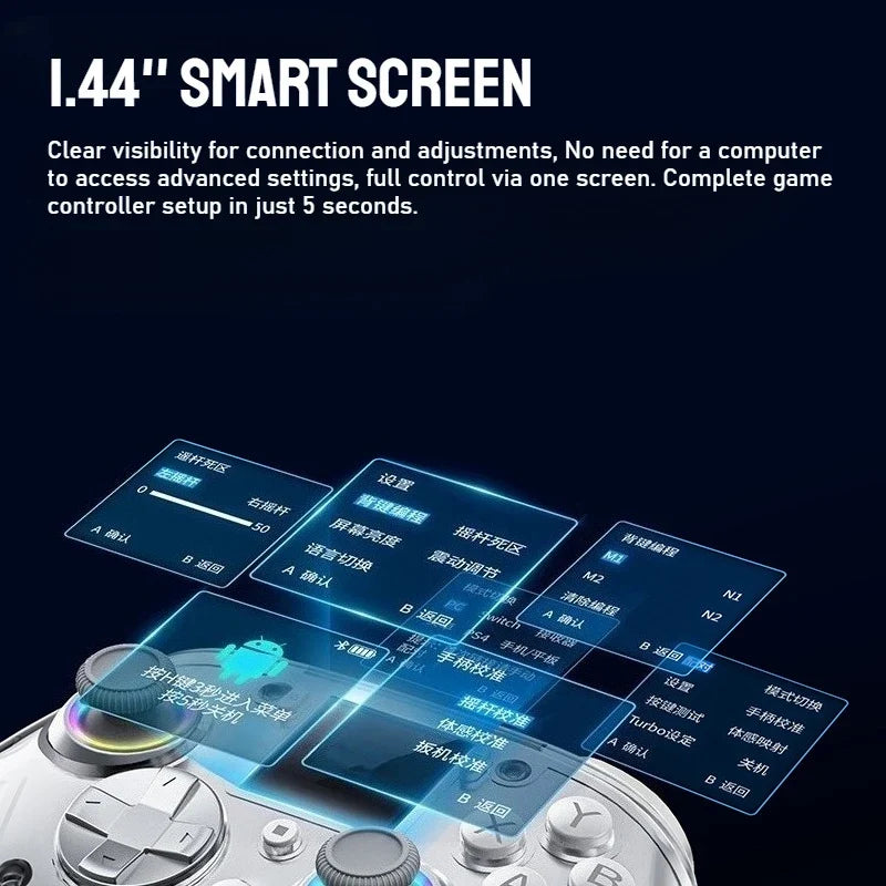 GUSGU G7 Wireless Controller with 1.44 Inch Screen, Switch PS4 PC