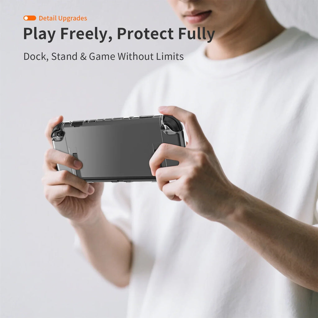 for Switch 2 Clear Protective Case PC Grip Dockable Gaming Accessories for Switch 2 7.9inch Cover