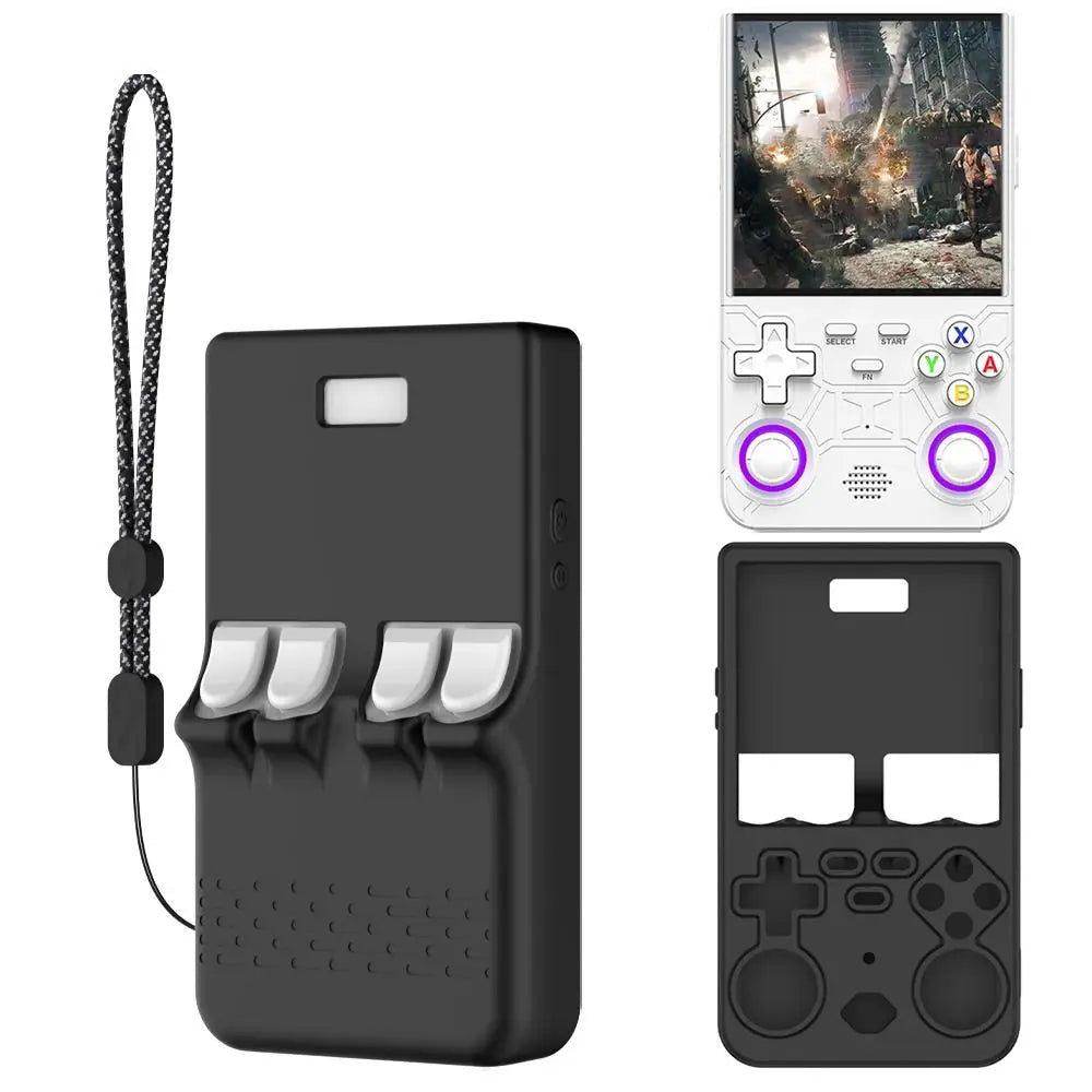 Silicone Protective Case Anti-Scratch Shockproof Game Console Cover with Lanyard Sleeve Shell for R36 Ultra