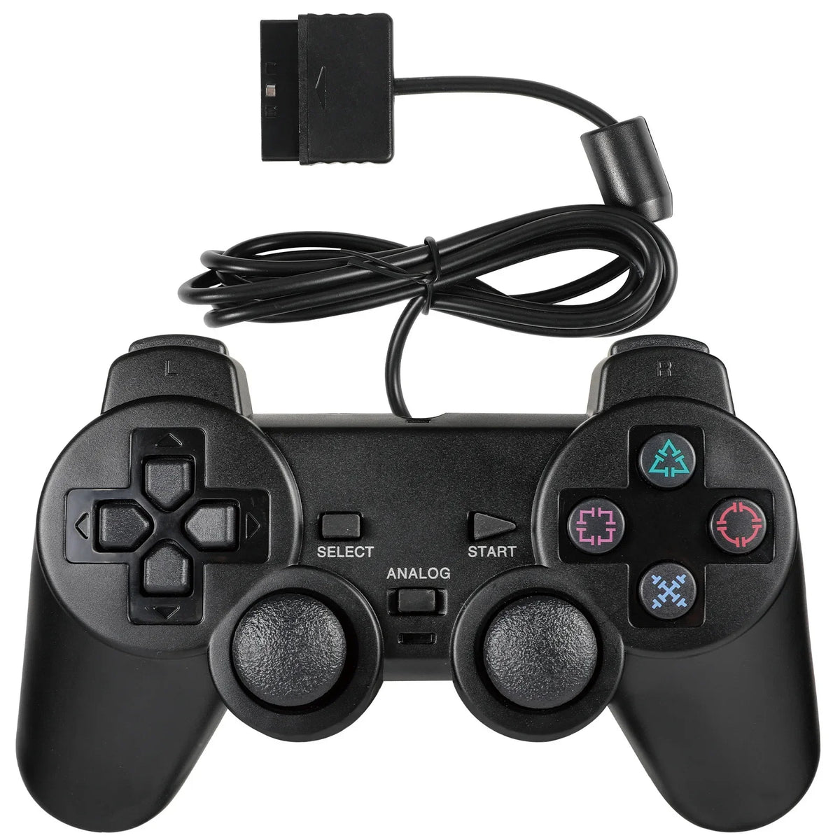 Transparent Wired Controller for PS2 and PS1, Vibration Gamepad