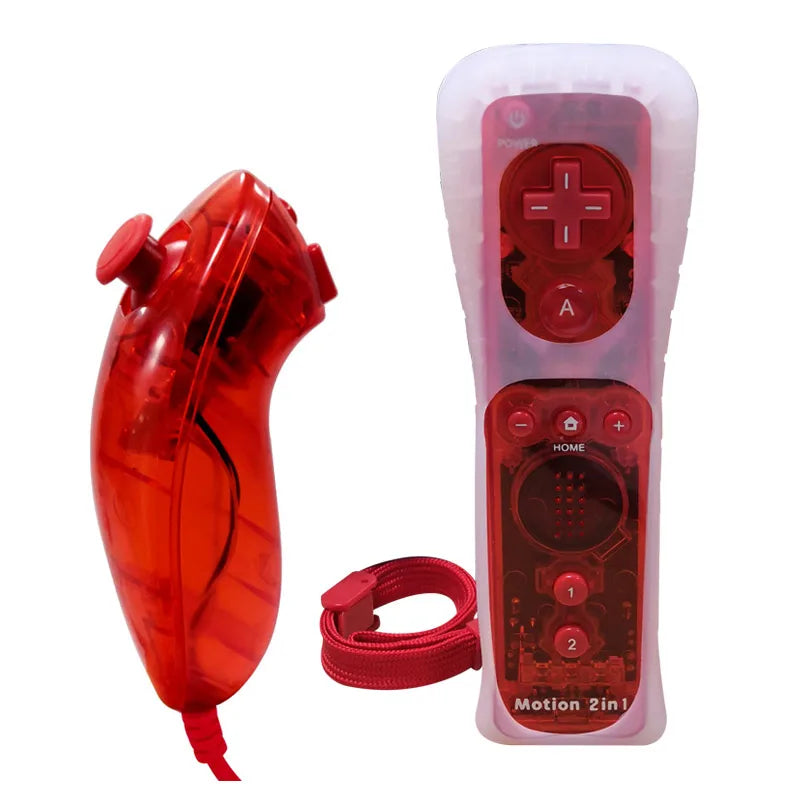 2 in 1 For Nintendo Wii Controller Set Optional Motion Plus Joystick Wireless Remote Gamepad with Silicone Case Video Game