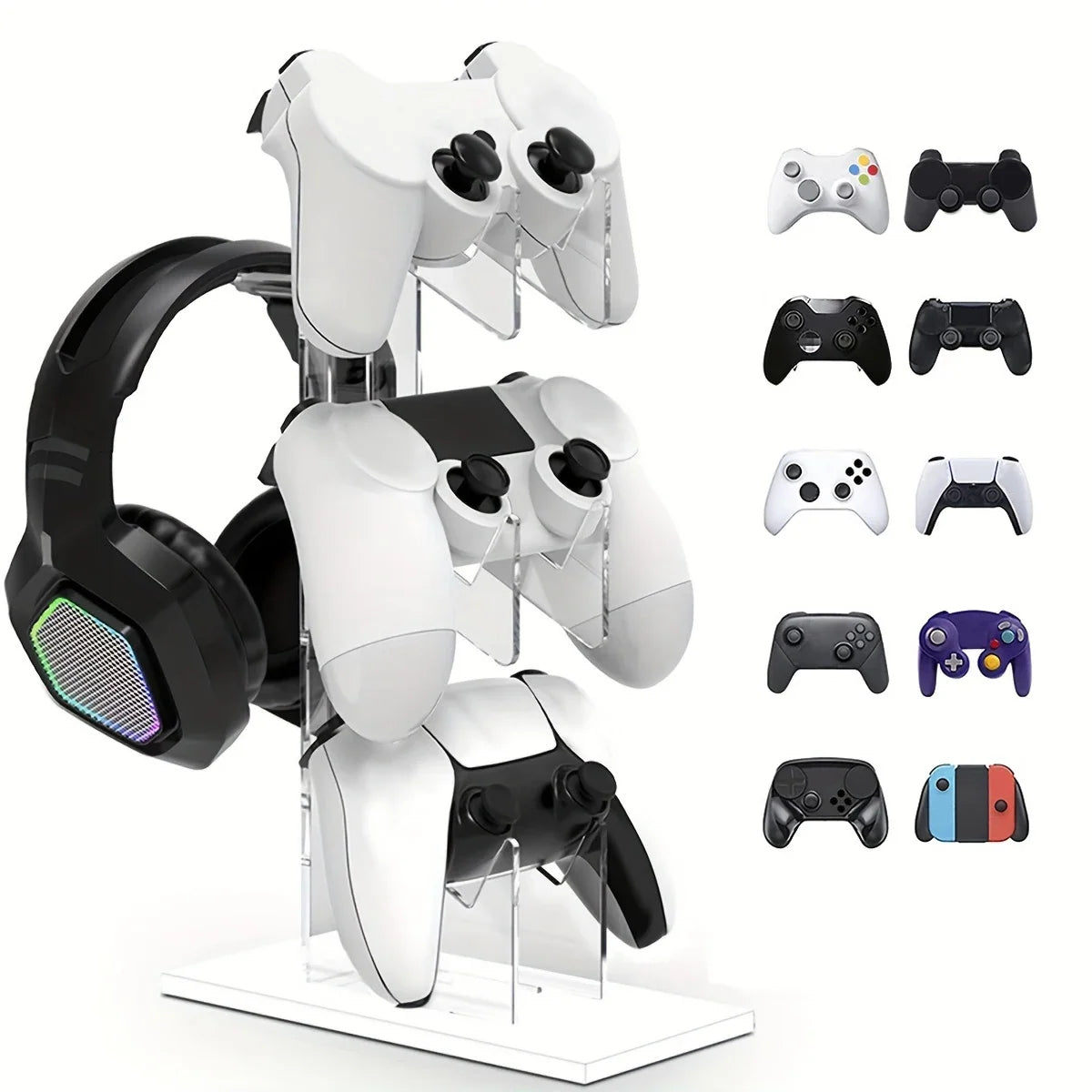 PS5 PS4 3-Layer Controller & Headphone Holder, Universal Stand