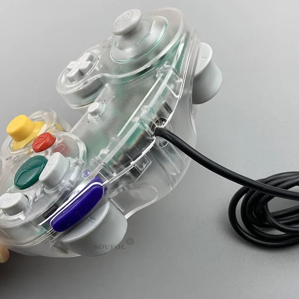 Transparent for GameCube For NGC Gamepad One Button Wired Game Controller Joystick for NGC Game Console