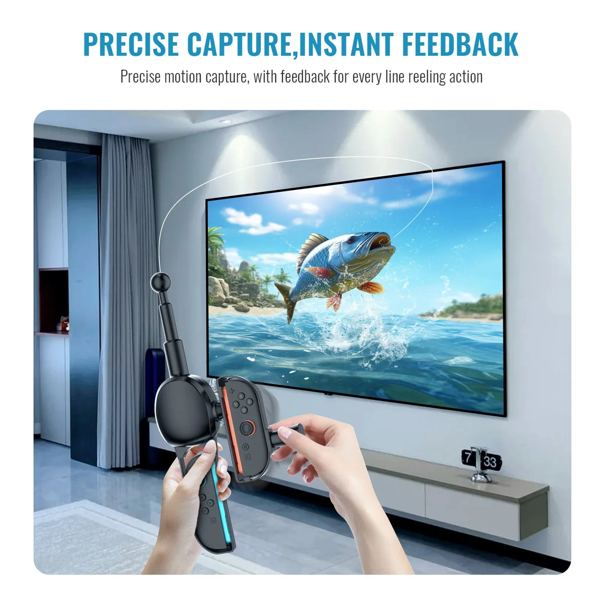 Fishing Rod NS2285 for Switch 2 with R Key,Fish Game Kit For Switch 2 for Legendary Fishing/Fishing Star World Tour/The Strike