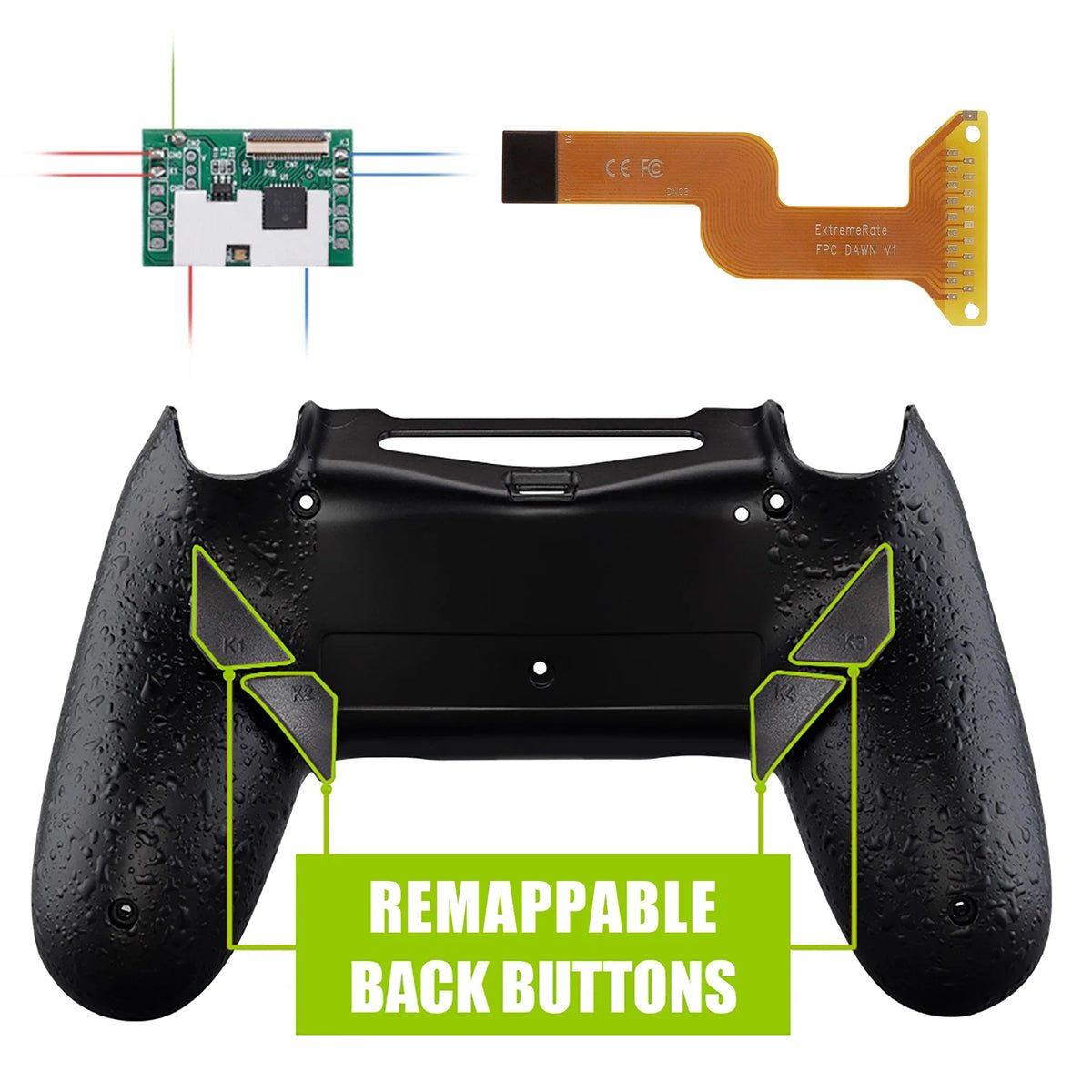 eXtremeRate Dawn Remappable Remap Kit for ps4 Slim Pro Controller JDM 040/050/055 w/ Back Shell & 4 Back Buttons