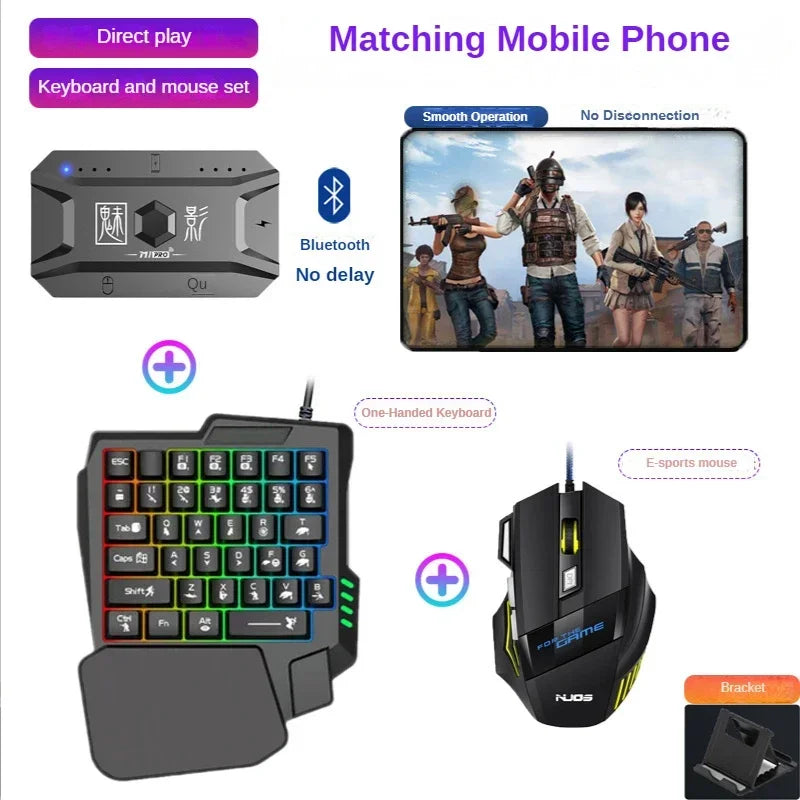 M1 Pro 4-in-1 Mobile Phone Keyboard Mouse Adapter BT V5.0