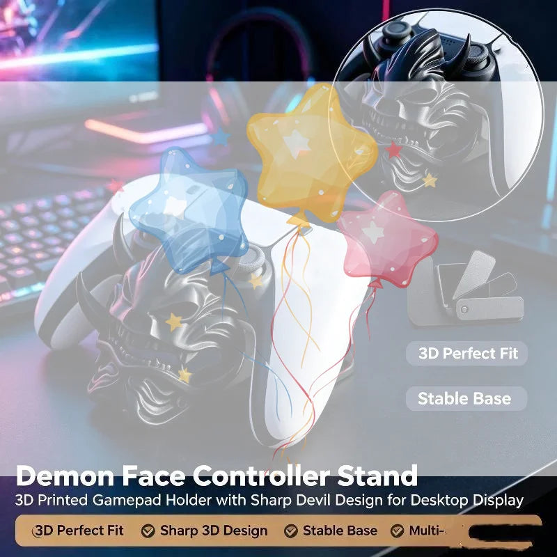 3D Printing Game Controller Base Samurai Oni Mask Shaped Desktop Display Stand For Game Console And PC Decoration