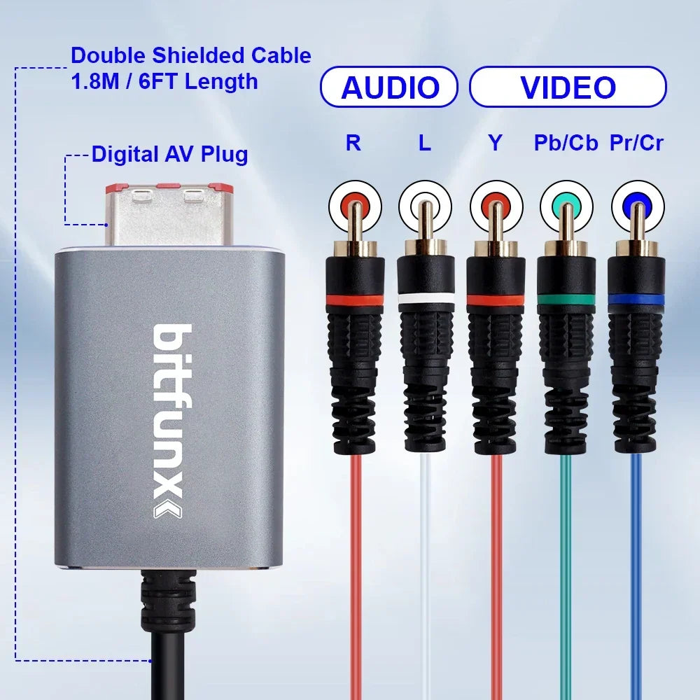Bitfunx Component Video 5RCA YPbPr Cable for Nintendo GameCube NGC Digital AV Output High Quality Image