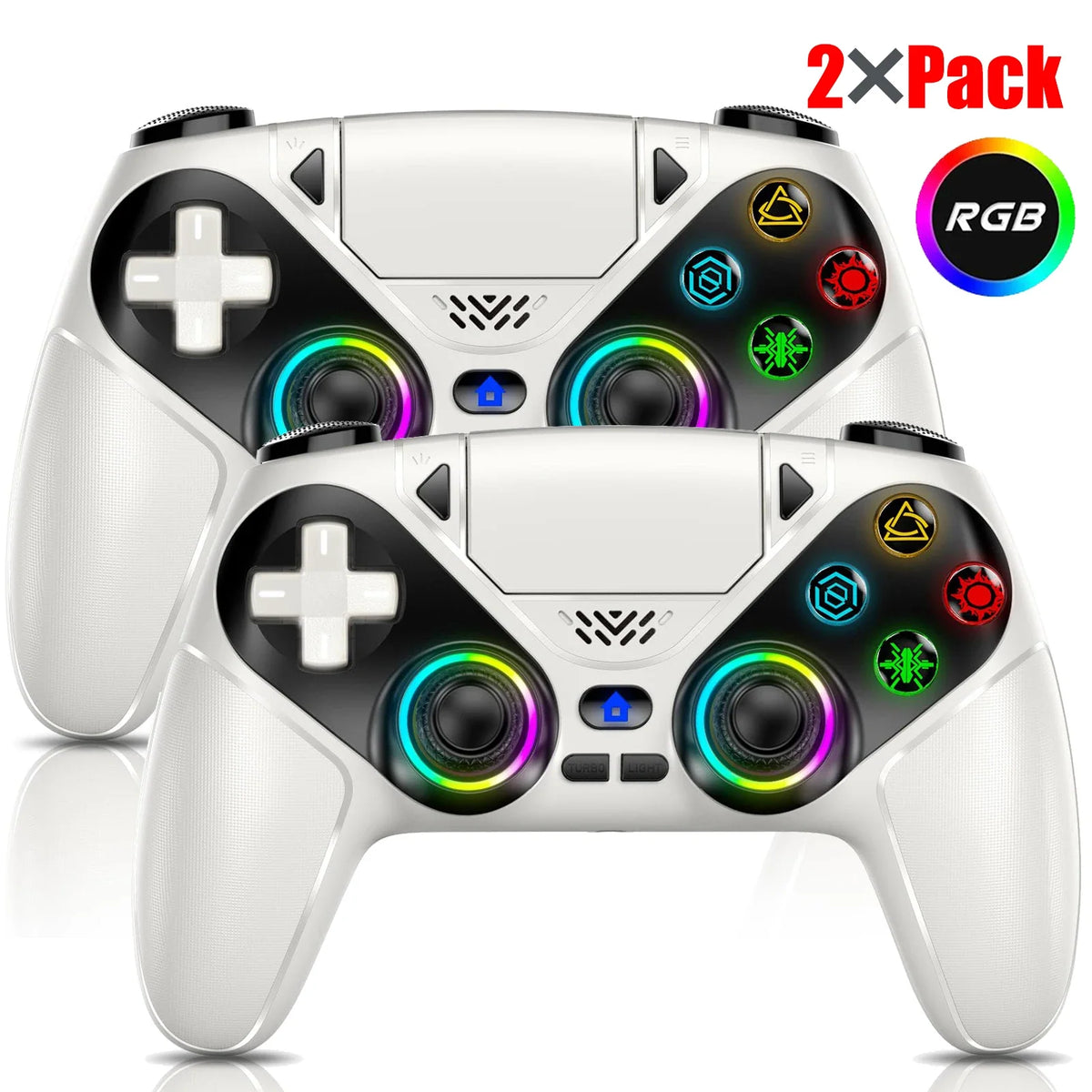 Controller For Playstation 5 PS5/PS5 Pro/Slim/PC,RGB Wireless BT Game Joystick Hall Effect 6 Axis Gyro Dual Shock Turbo Gamepads
