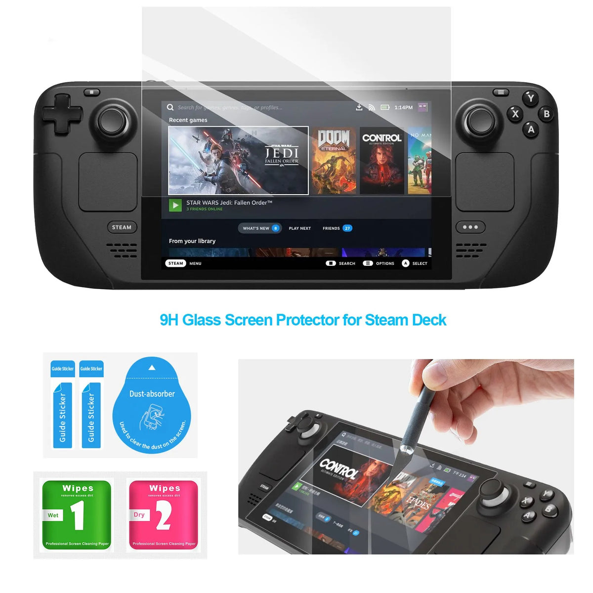 Steam Deck 19-in-1 Crystal Case Set with Screen Film and Bag