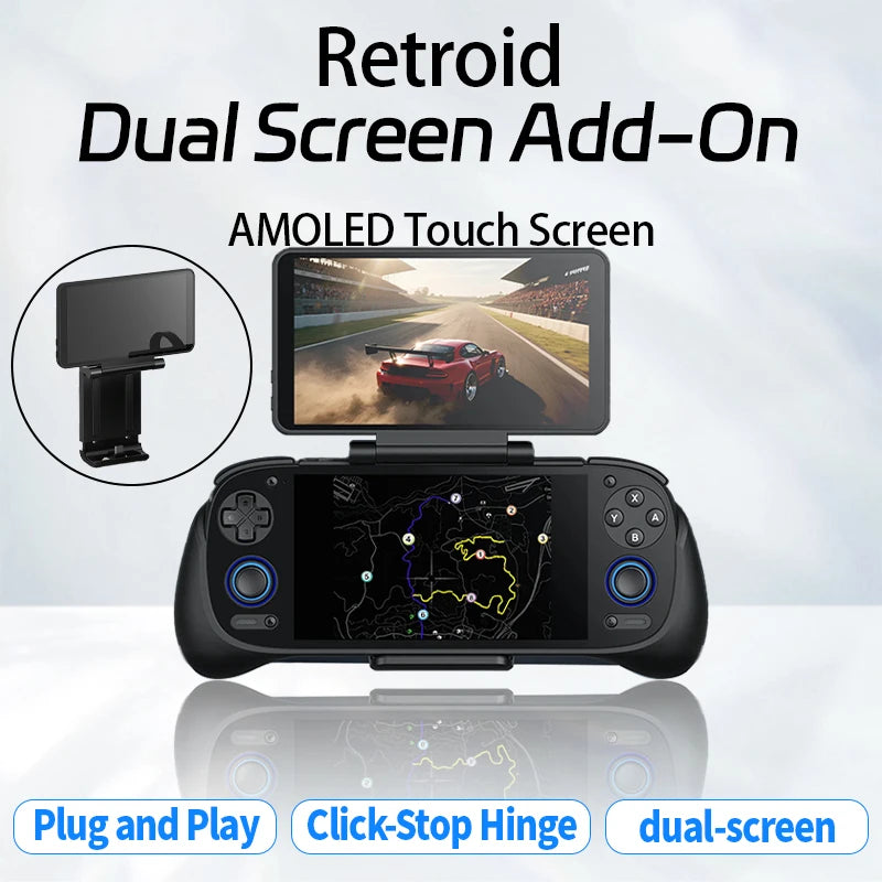 For RP6 RP5 ODIN3  Retroid Dual Screen Add-on Expand 5.5 Inch Oled Screen Back Clip Design With TypeC Plug