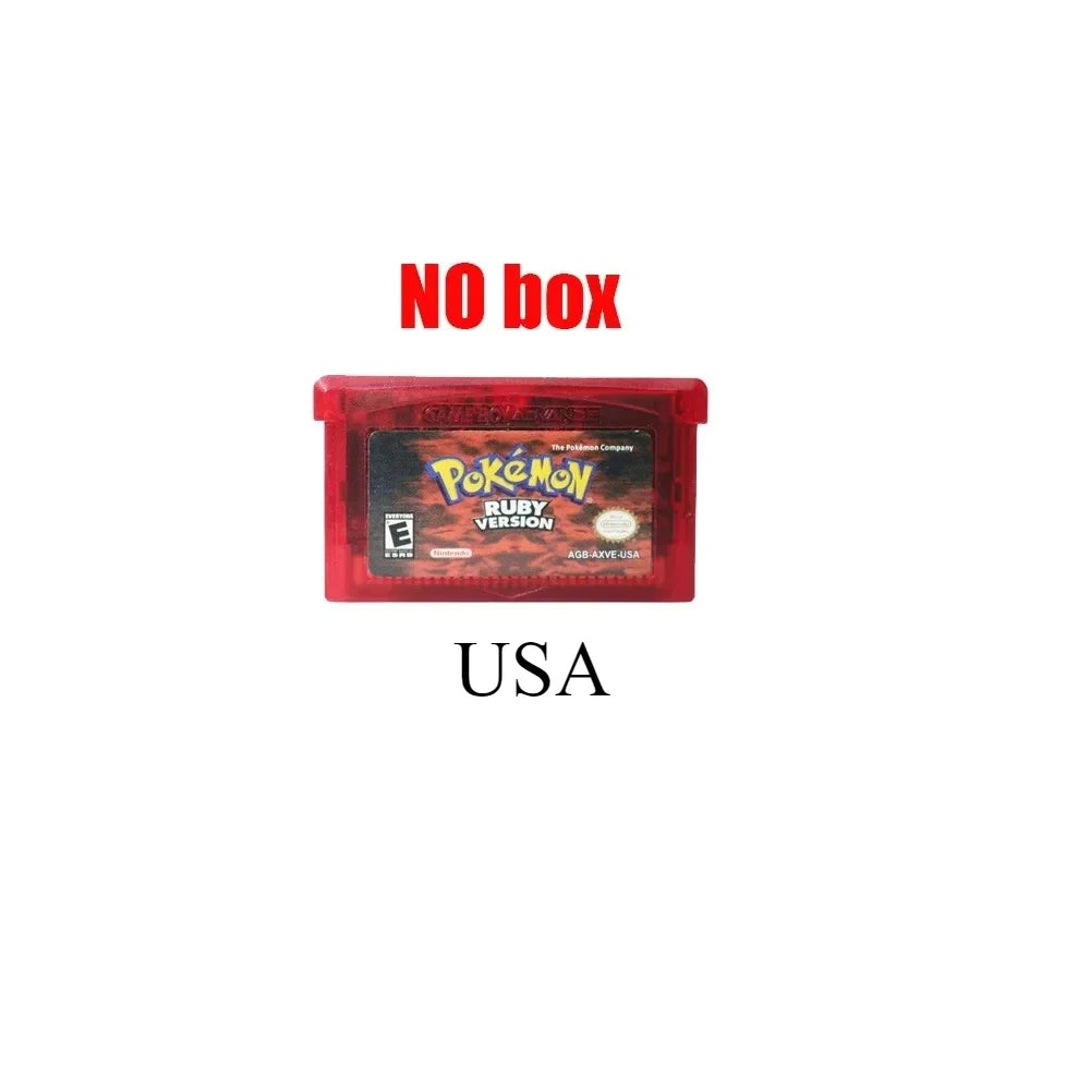 Multiple versions of the American Pok é mon series GBA game box with 32-bit video game cartridges No manual available