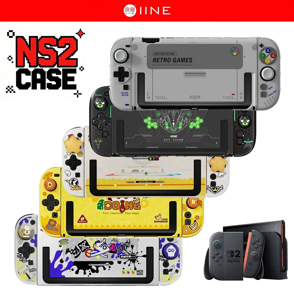 IINE Retro Case for Nintendo Switch 2 Full Wrap Silicone Cover