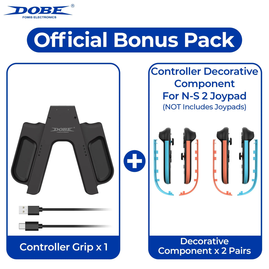 DOBE Charging Grip for Nintendo Switch 2 Controller - Ergonomic Handle with Type-C Charging, Play While Charging, Official Store