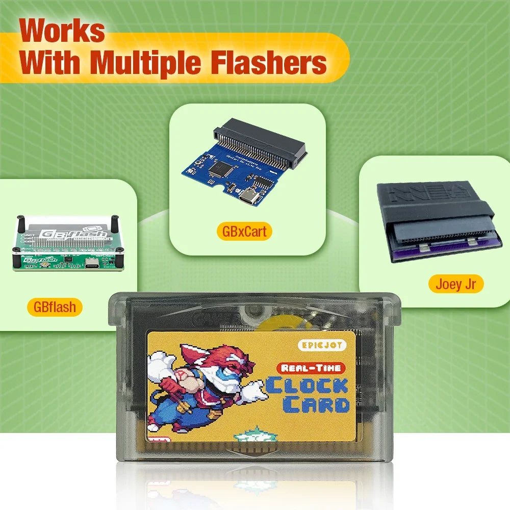 EPICJOY GBA Flash Cart, 32MB Rewritable with Solar Sensor and RTC
