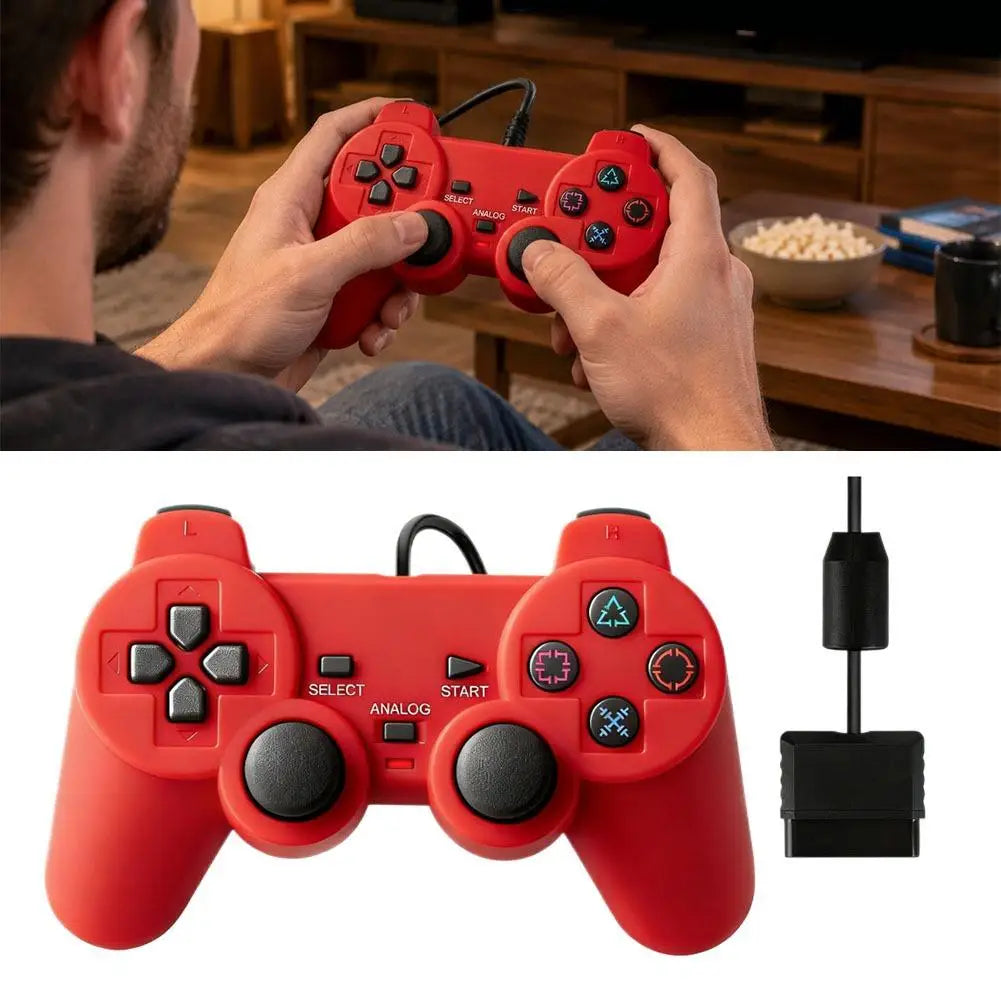 Wired USB Gamepad for PS, Transparent Dual Vibration