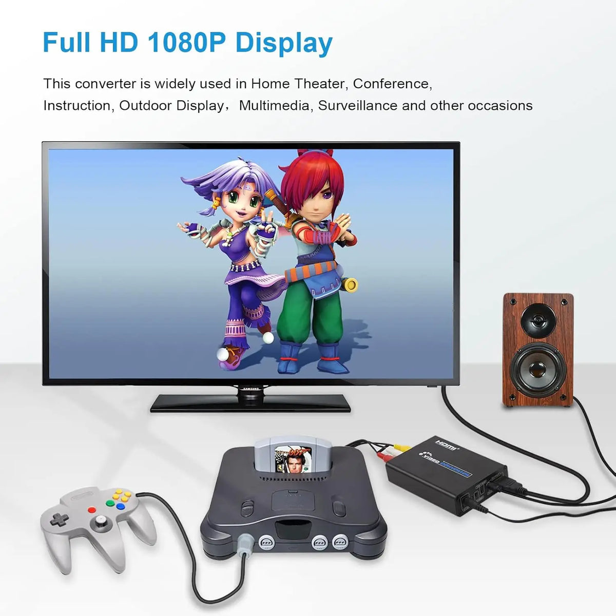 N64 S-Video and AV to HDMI Converter with Upscaler