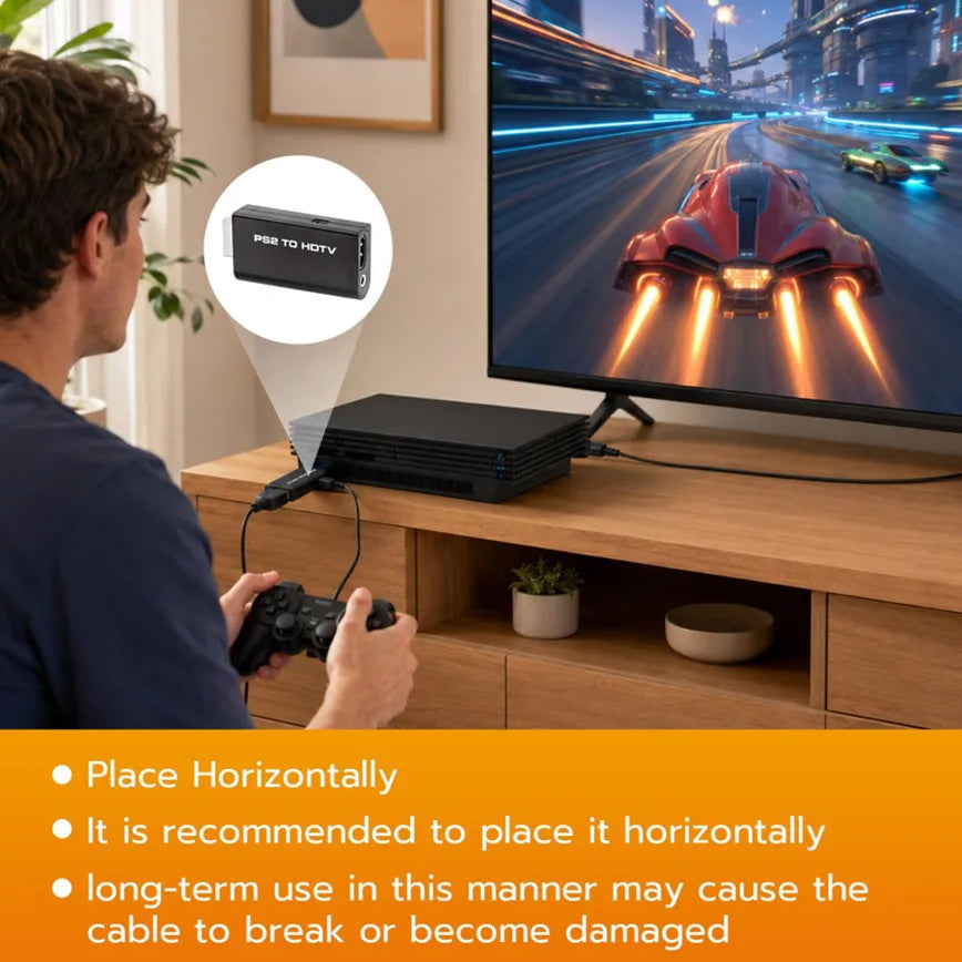 PS2 to HDMI-compatible Converter Adapter with 3.5mm Audio Output HD Converter for PlayStation 2 Plug & Play for HDTV/Monitor