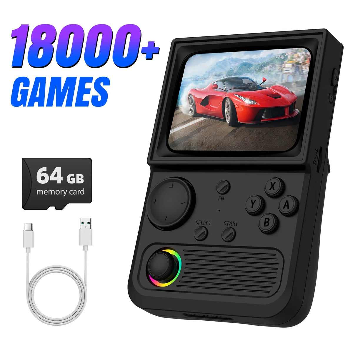 R36T Retro Handheld Console, 3.5 Inch IPS, 18000+ Classic Games